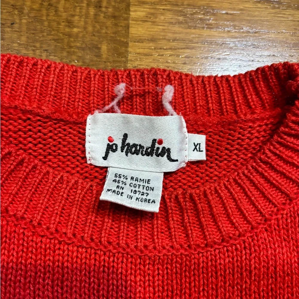 Vintage Red Geometric Knit Sweater | Oversized Retro Pattern | XL - Picture 4 of 11